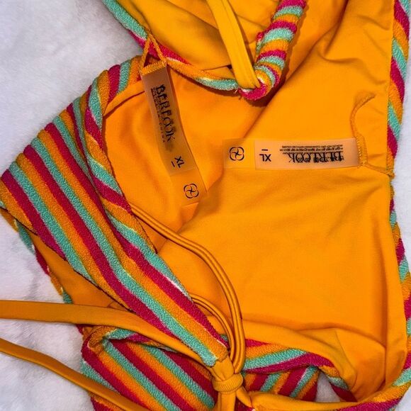 BERLOOK Plush Texture Stripe Halter Bikini Top & Plush Texture Stripe Tie Bottom - Picture 10 of 11